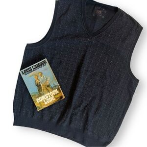 Y2K Men’s Pullover V-Neck Sweater Vest Navy Blue Cutter & Buck Sz XLT